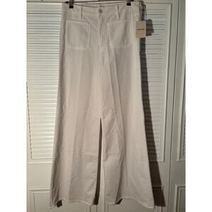 MOTHER The Patch Pocket Roller Skimp in Hal Chalk White (Cream Gray) Wide Leg